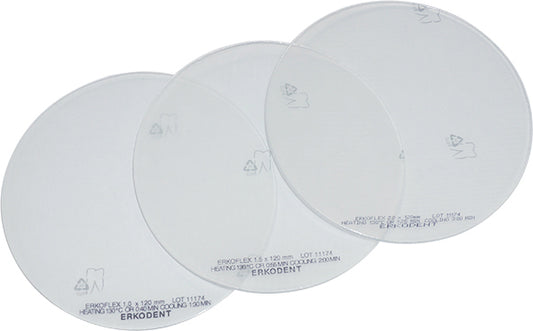 Erkoflex, 2,00 mm, Ø 120 mm, transparente (TfT: 130°C; HT:1m25s)